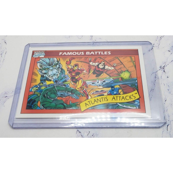 1990 Marvel Universe Series 1 Famous Battles Atlantis Attacks #104 - Picture 3 of 4